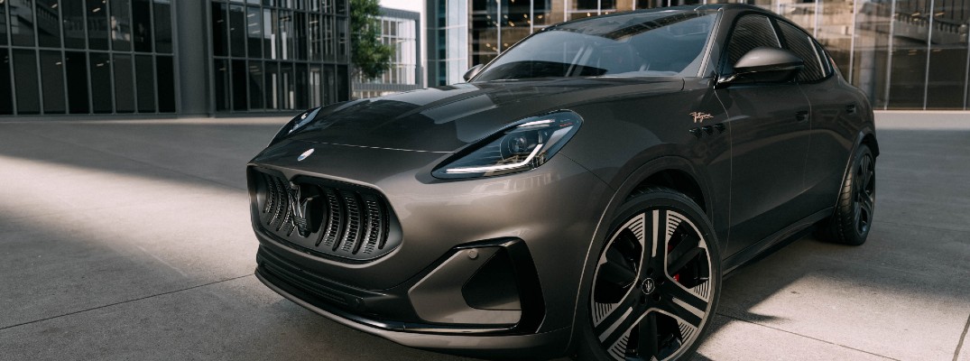 A photo of the 2026 Maserati Grecale parked in a town square.